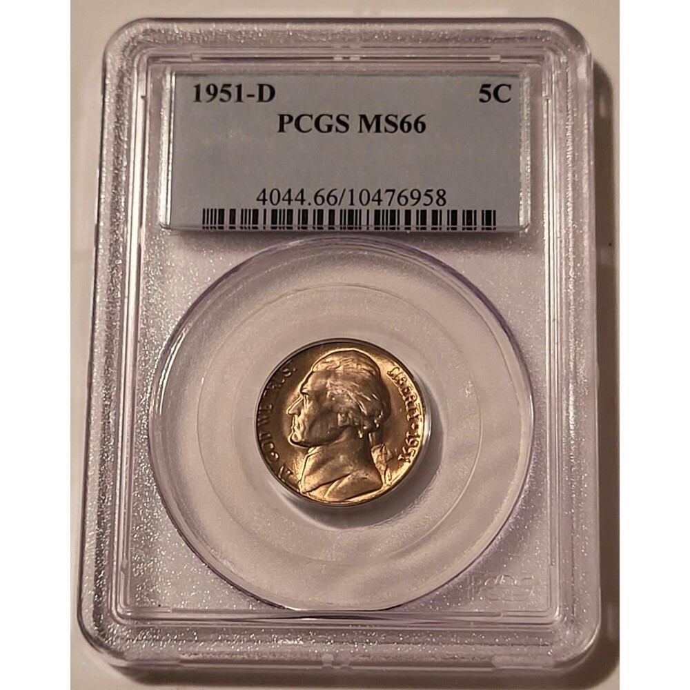 1951 D Jefferson Nickel MS66 PCGS Toning